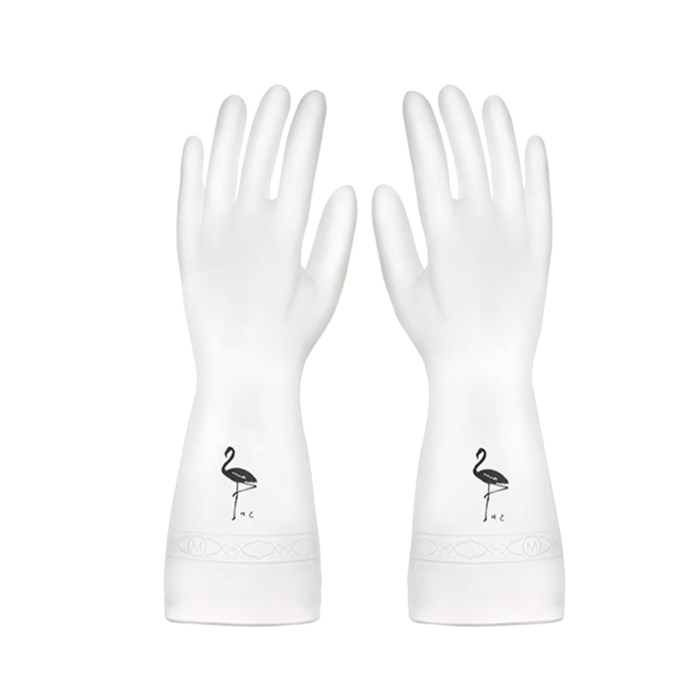 Homemaxs Cleaning Gloves Durable Rubber Waterproof Glove for Home Kitchen (Size M, Flamingo Pattern)