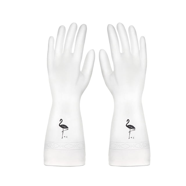 Cleaning Gloves Durable Rubber Waterproof Glove for Home Kitchen (Size M, Flamingo Pattern)