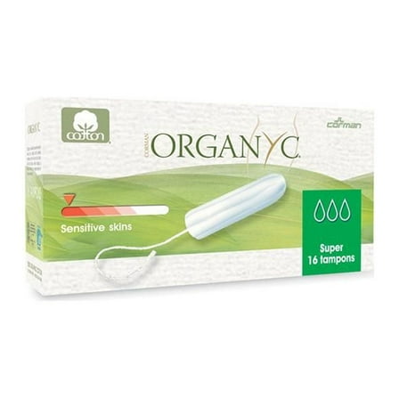 Organyc Super Cotton Tampons with Non Applicator, 16 Ea, 3 Pack