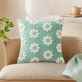 thumbnail image 2 of Unique Bargains Velvet Daisy Embroidery Pillow Covers Set of 2 Green 18" x 18", 2 of 7
