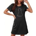 thumbnail image 4 of HomeGardon Women's Sleepwear Nightgowns for Women,Fashion Print Medium Length Dress Oversized Short Nightgown Fashion Chest Print Short Sleeve Nightdress,S-XXL, 4 of 5