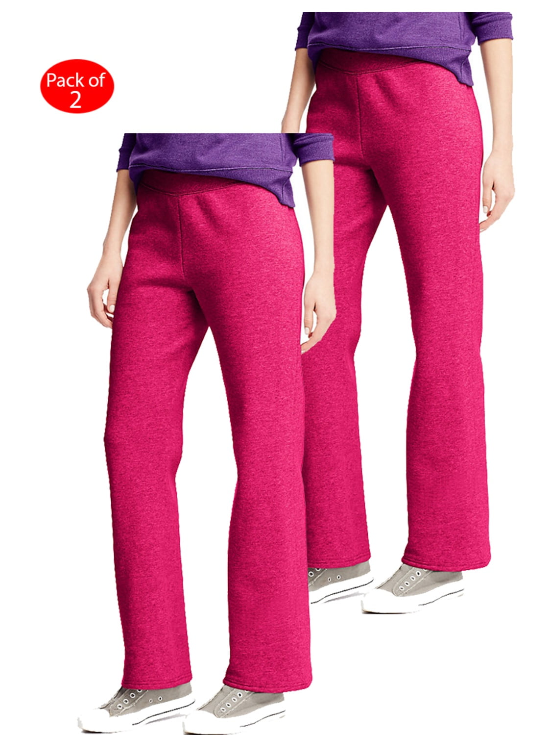 Hanes - Hanes ComfortSoft Eco Smart; Women's Petite Open Leg Sweatpants, Color: Sizzling Pink