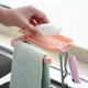 thumbnail image 1 of Kitchen Sink Sponge Holder Organizer Rack | Multi-Function Dishwashing Soap Cloth Storage | Plastic | Drainage Design | Towel Bar | Space Saving | 8.66x4.92x0.79in | 1 Piece | Pink Blue Green, 1 of 6