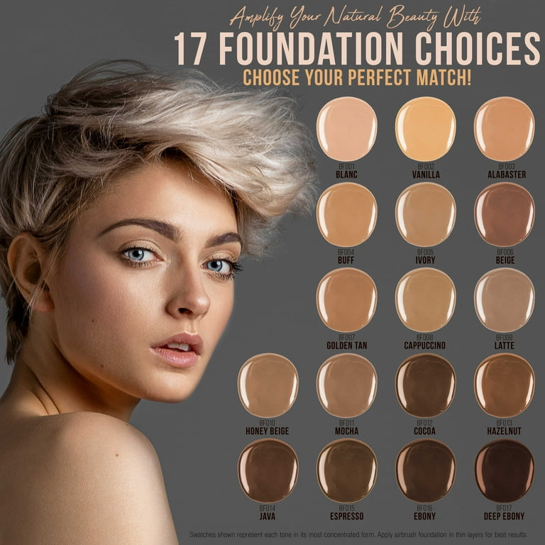 Belloccio TAN Airbrush Makeup FOUNDATION SET Skin Shade Tone Face Cosmetic Kit