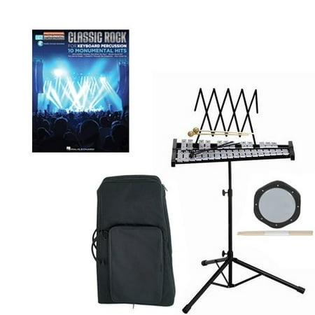 Original Rock Band Drum - Band Directors Choice Educational Bell Kit Pack Classic Rock Deluxe w/Carry Bag, Drum Practice Pad & Sticks & Classic Rock Play Along Book