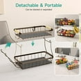 thumbnail image 3 of 2 Tier Fruit Basket for Kitchen Counter with 2 Banana Hangers, 2025 Pro Detachable Metal Fruit Bowl with Wooden Handle,Fruit Holder for Bread Snack Veggies, Brown, 3 of 14