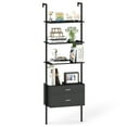 thumbnail image 1 of Gymax Ladder Bookshelf w/ Storage Wall Mount Bookcase w/ 4 Open Shelves Black, 1 of 9