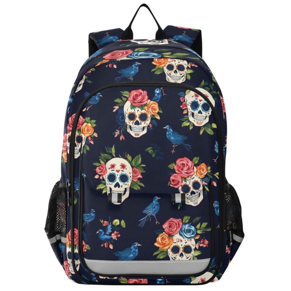 ALAZA Skulls Roses Laptop Backpack Purse Travel Bag Casual School Bookbag Rucksack for Women Men