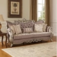 thumbnail image 6 of Benjara Aboi Sofa- 5 Accent Pillows- Purple Velvet- Carved Details- 95", 6 of 9