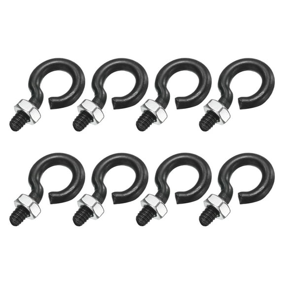 Uxcell 8 Pack Eye Bolts, M4 x 10mm 304 Stainless Steel Threaded EyeBolt Black Eye Hooks with Nut for Hanging or Securing Cables
