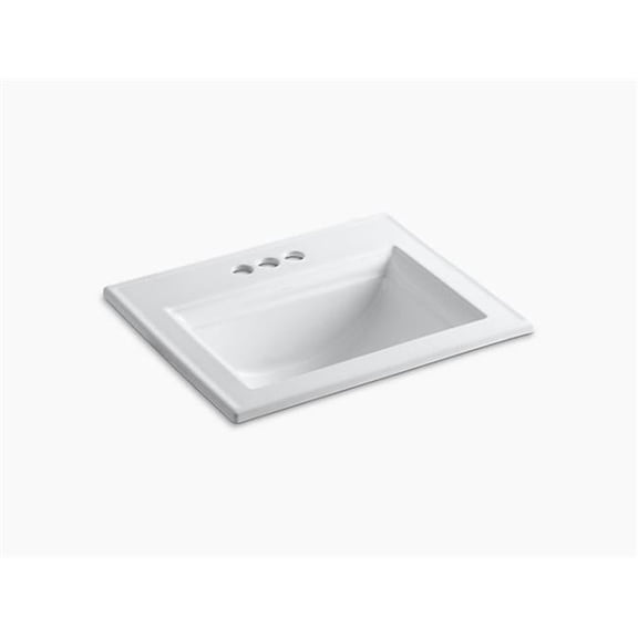 Open Box Kohler Memoirs Stately Drop-in Bathroom Sink with 4 in. Centerset Faucet Hole - White
