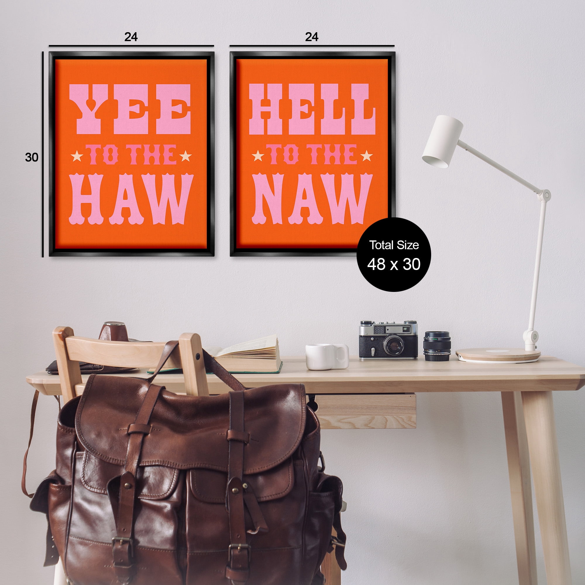 Stupell Industries Funny Cowgirl Phrases Typography Painting Black Floater Framed Canvas Art Print Wall Art, 25 x 31, Set of 2