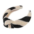 thumbnail image 5 of Unique Bargains 1 Pc Exquisite Pinstripe Straw Headband Black Beige, 5 of 6