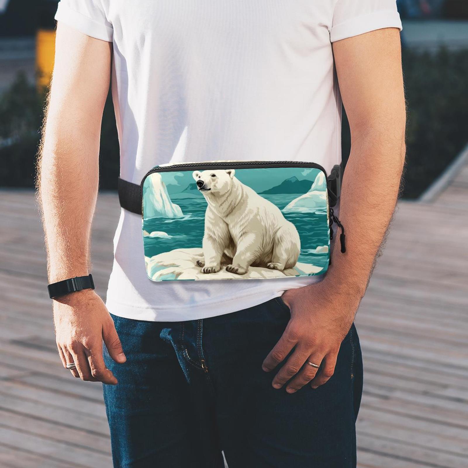Polar bear Lightweight Adjustable Running Belt Bag Fanny Pack Waist Pack with Extension Strap Unisex