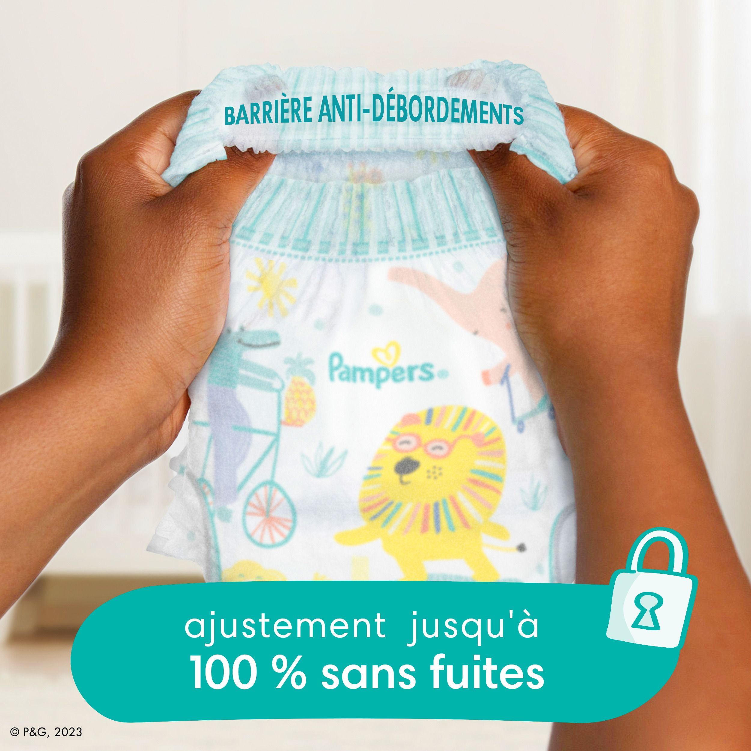 Couches Pampers Cruisers 360°, ajustement jusqu’à 100 % sans fuites, conçues pour les bébés actifs, couche à enfiler, rabats rapides conçus pour faciliter les changements, taille 4 64 Unité