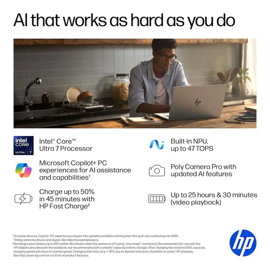 HP - OmniBook X - Copilot+ PC - 17.3" Full HD Touch-Screen Laptop - Intel Core Ultra 7 258V 2024 - 32GB Memory - 2TB SSD - Glacier Silver
