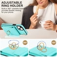 thumbnail image 6 of Nalacover Wallet Case for iPhone 14, Back Card Slots/Bag Magnetic Button Ring Holder Stand Cover with RFID Blocking Wrist Hand Strap Luxury PU Leather Anti-Shocks Protective Case,Mint, 6 of 9