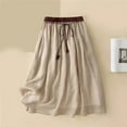 thumbnail image 2 of EINCcm Women's Cotton Linen Skirts Drawstring High Waist Skirts Plain Layered A-Line Flared Flowy Midi Long Skirts, 2 of 5