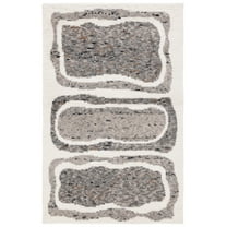 SAFAVIEH Casablanca Rhoda Geometric Wool Area Rug, Ivory/Dark Grey, 5' x 8'