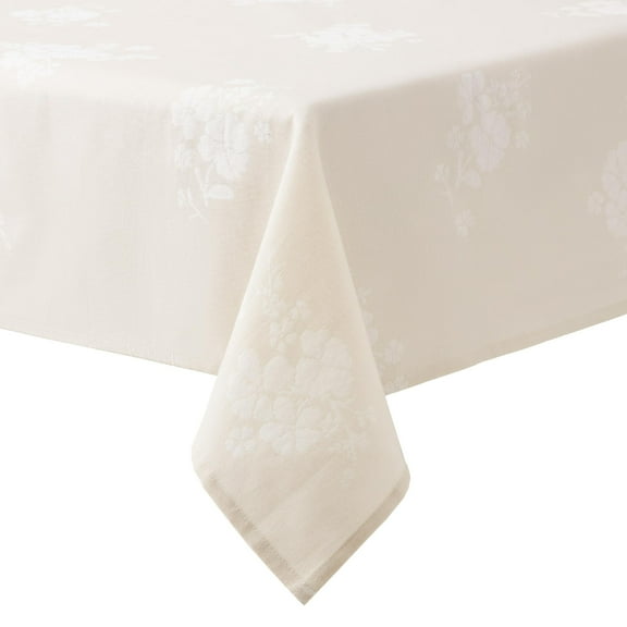 The Pioneer Woman Tonal Floral Jacquard Woven Fabric Tablecloth, Light Taupe, 60"W x 84"L