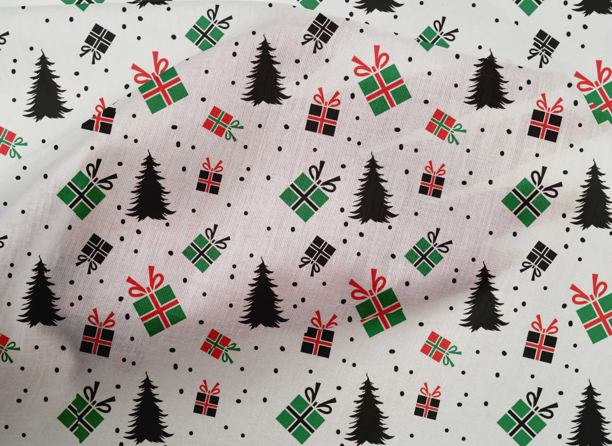 oneOone Cotton Poplin White Fabric Merry Christmas Sewing Fabric By The Yard Printed Diy Clothing Sewing Supplies 42 Inch Wide-59W