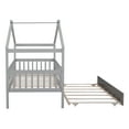 thumbnail image 5 of Holaki Twin Size Wood House Bed with Trundle and Guardrails for Kids, Gray, 5 of 7