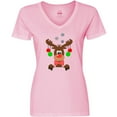 thumbnail image 3 of Inktastic Cute Christmas Reindeer with Red Nose, Ornaments and Bow Tie Women's V-Neck T-Shirt, 3 of 5