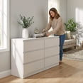 thumbnail image 4 of Miniyam White 6 Drawer Dresser for Bedroom, Wood Chest of Drawers Storage Cabinet with Hidden Pull Design for Living Room, Entryway, Hallway, 4 of 7
