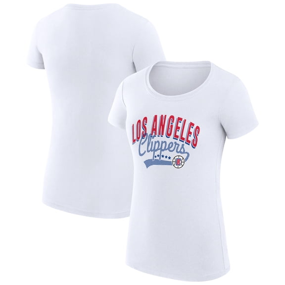 Women's G-III 4Her by Carl Banks White LA Clippers Super-Slim Fit Lightweight Filigree Logo T-Shirt