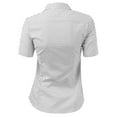 thumbnail image 3 of DOUBLJU Women's Slim Fit Plain Classic Short Sleeve Button Down Collar Shirt Blouse, 3 of 5