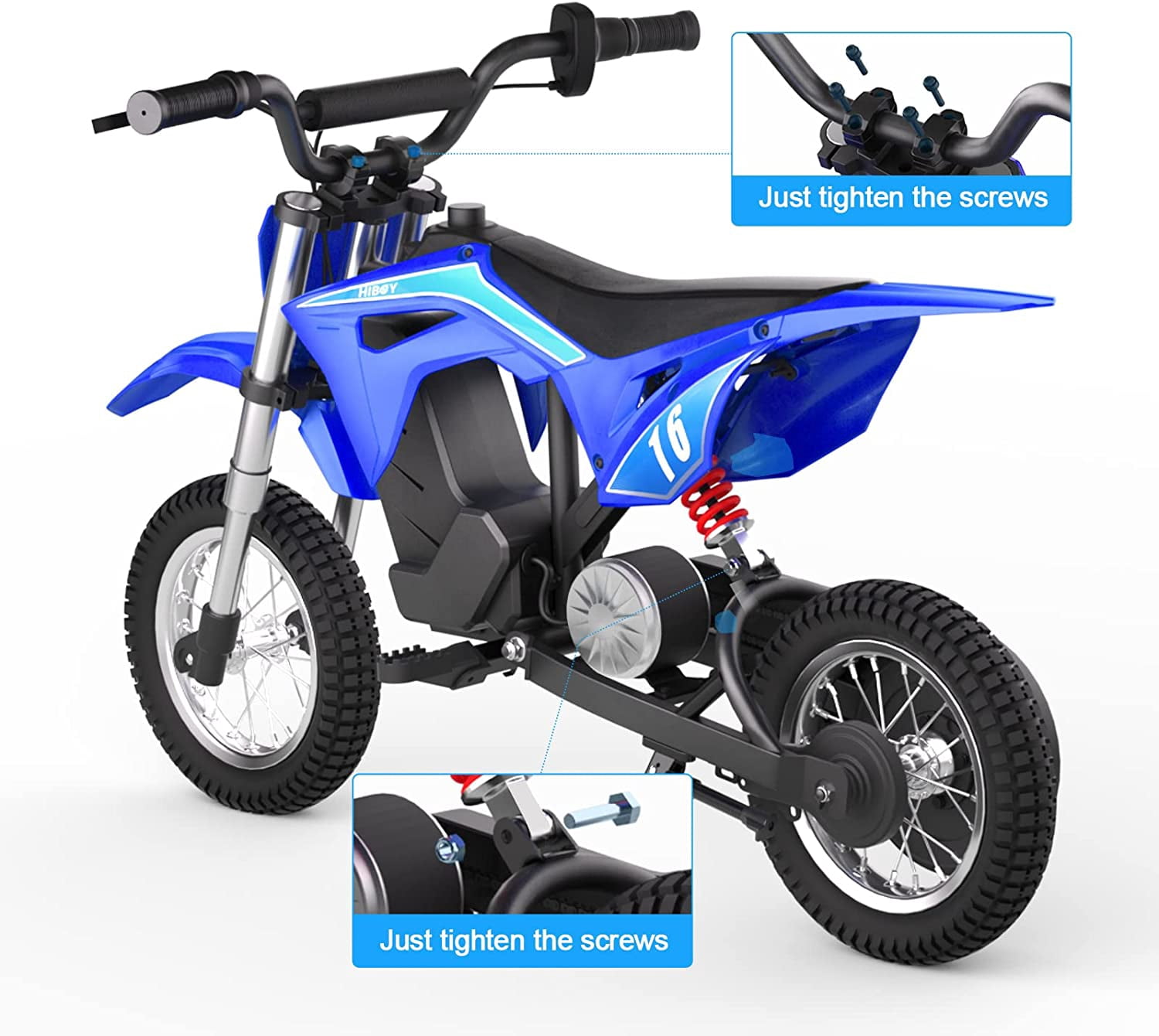 Hiboy DK1 36V Electric Dirt Bike,300W Electric Motorcycle - Up to 15.5MPH & 13.7 Miles Long-Range,3-Speed Modes Motorcycle Blue