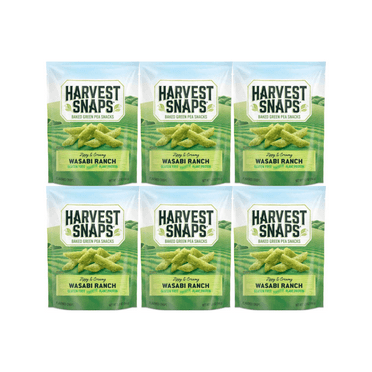 Harvest Snaps Veggie Chips, Wasabi Ranch Flavor, Baked Snack Crisps, Gluten-Free and Plant-Based, 6-Pack, Perfect for On-the-Go Snacking
