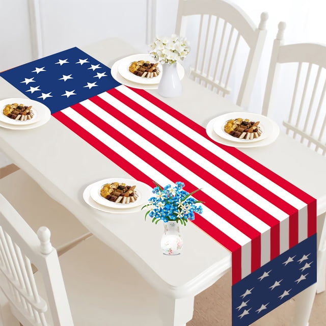 Día de la Independencia, 4 de julio, camino de mesa, bufandas de tocador, decoración de cocina, bandera patriótica americana, 30*182cm