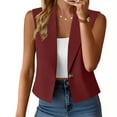 thumbnail image 2 of HUJlwoi Womens Vest Sleeveless Suit Jackets Open Front Breathable Outerwear Tops with Pocket Button Casual Business Coat, 2 of 7