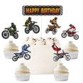 thumbnail image 1 of Set de decoración para tartas en moto, fiesta de feliz cumpleaños, 7 unidades, 1 of 5