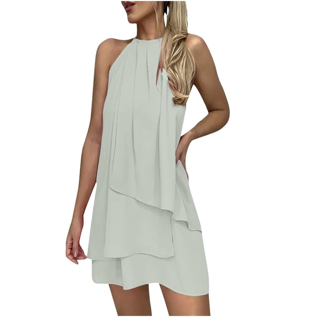 Birdeem Robe Aguichant Mode Sans Manches Col Rond Ample Irrégulière pour Femmes