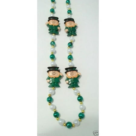 Green Pearl St Patrick's Day Leprechaun Mardi Gras Bead Necklace Beads