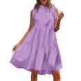 thumbnail image 1 of adviicd Robes de Plage pour Femmes Robe d'Été Smockée Sans Manches Ligne A Élégante Mignonne Robes Courtes Violet,S, 1 of 5