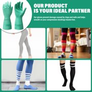 Donning Gloves for Compression Socks - Easy Donning & Doffing for Compression Stockings - Green, 1 Pair