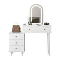 thumbnail image 1 of Kojooin Coiffeuse avec Miroir et Lumières, Table de Maquillage Moderne Noire avec 2 Tiroirs et Armoire Réglable, 1 of 7