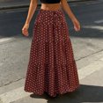 thumbnail image 2 of uvwlwu Women's Polka Dot Maxi Skirt Elastic High Waist Tiered Ruffle Flowy A Line Lightweight Versatile Four Season Casual Vacation Everyday Bottom,S, 2 of 5