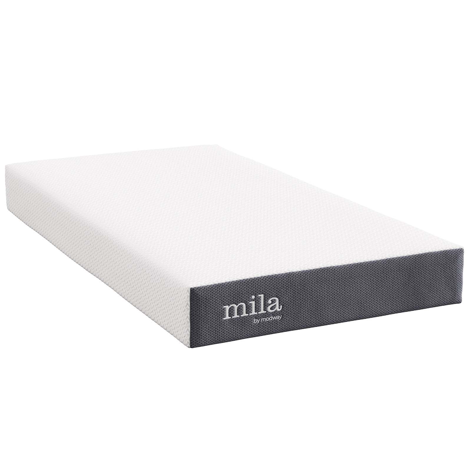 Modway Mila 8" Twin Size Memory Foam Mattress in Gray