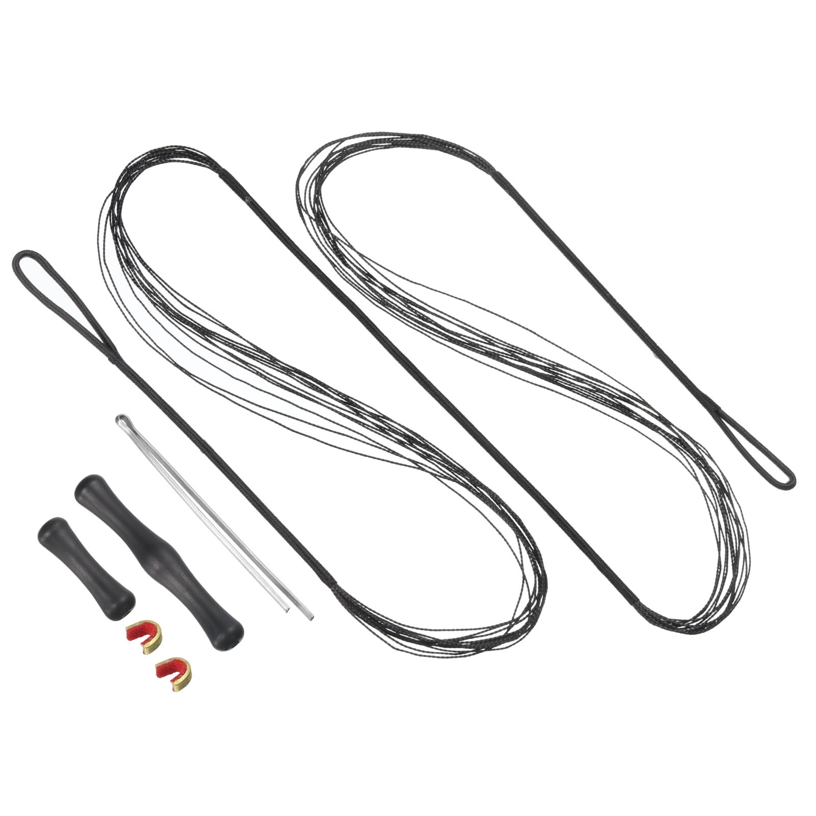 12 Strands Bow String Replacement with 2 Nock Points Bowstring Finger Guards for AMO 48 Black