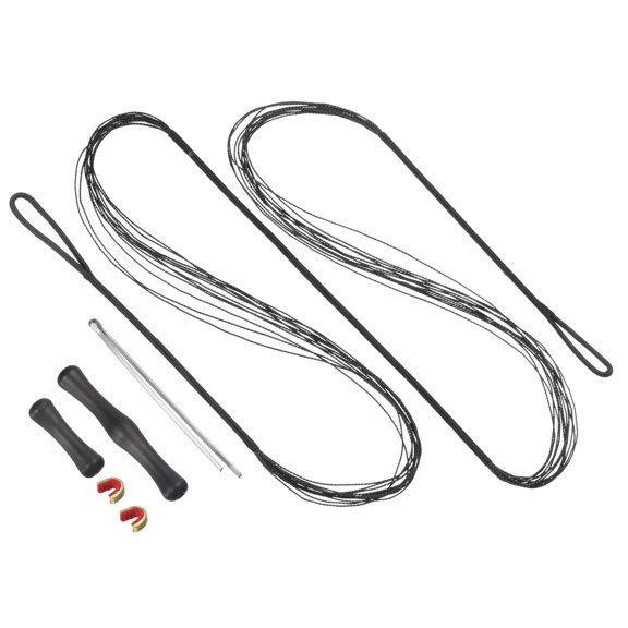 12 Strands Bow String Replacement with 2 Nock Points Bowstring Finger Guards for AMO 48", Black