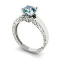 thumbnail image 2 of 1.06 ct Round Cut Blue Moissanite Solitaire with Simulated Diamond Accents 18K White Gold Womens Engagement Ring, 2 of 5