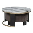 thumbnail image 2 of JERFIT 2-Piece Nesting Coffee Table Set with Faux Marble Top and Velvet Ottoman, Gold Metal Frame, Modern Round Accent Table for Living Room, 2 of 7