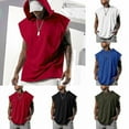 thumbnail image 2 of Mens Workout Hoodie Sleeveless Vest Muscle Tank Gym Fitness Bodybuilding Tops, 2 of 3