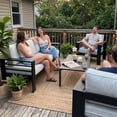 thumbnail image 3 of LayinSun Outdoor Aluminum Furniture Set, 5 Pieces Patio Sectional Conversation Chat Sofa Modern Seating Set with Coffee Table, 3 of 10