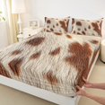 thumbnail image 3 of jejeloiu Rustic Western Farmhouse Queen Sheet Sets,Cow Cattle Hide Flat Sheet,Farm Animal Queen Fitted Sheet For Kids,Ultra Soft Home Decor,4pcs, 3 of 7