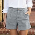 thumbnail image 2 of larppty Women Linen Shorts Summer Casual Chino Shorts High Waisted Bermuda Short Dressy Wide Leg Short with Pockets（Grey， XXL）, 2 of 8